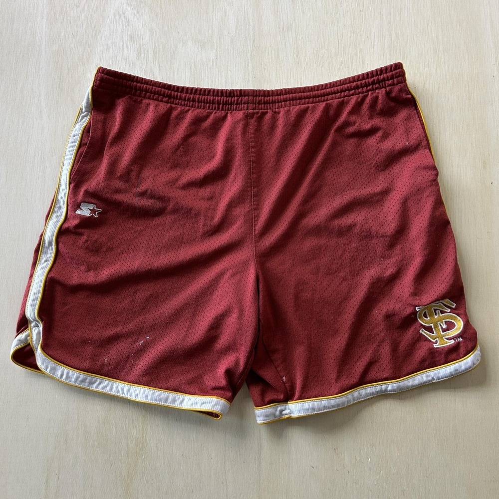 Y2K Starter Basketball Shorts Mens Large Red Mesh Piped Trim Athletic Madagascar